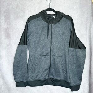 Adidas Gray Full Zip Hoodie Mens Large L Training Activewear‎ Jacket Gray Black